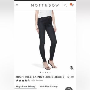 MOTT & BOW high-rise skinny Jane dark blue jeans 30x28